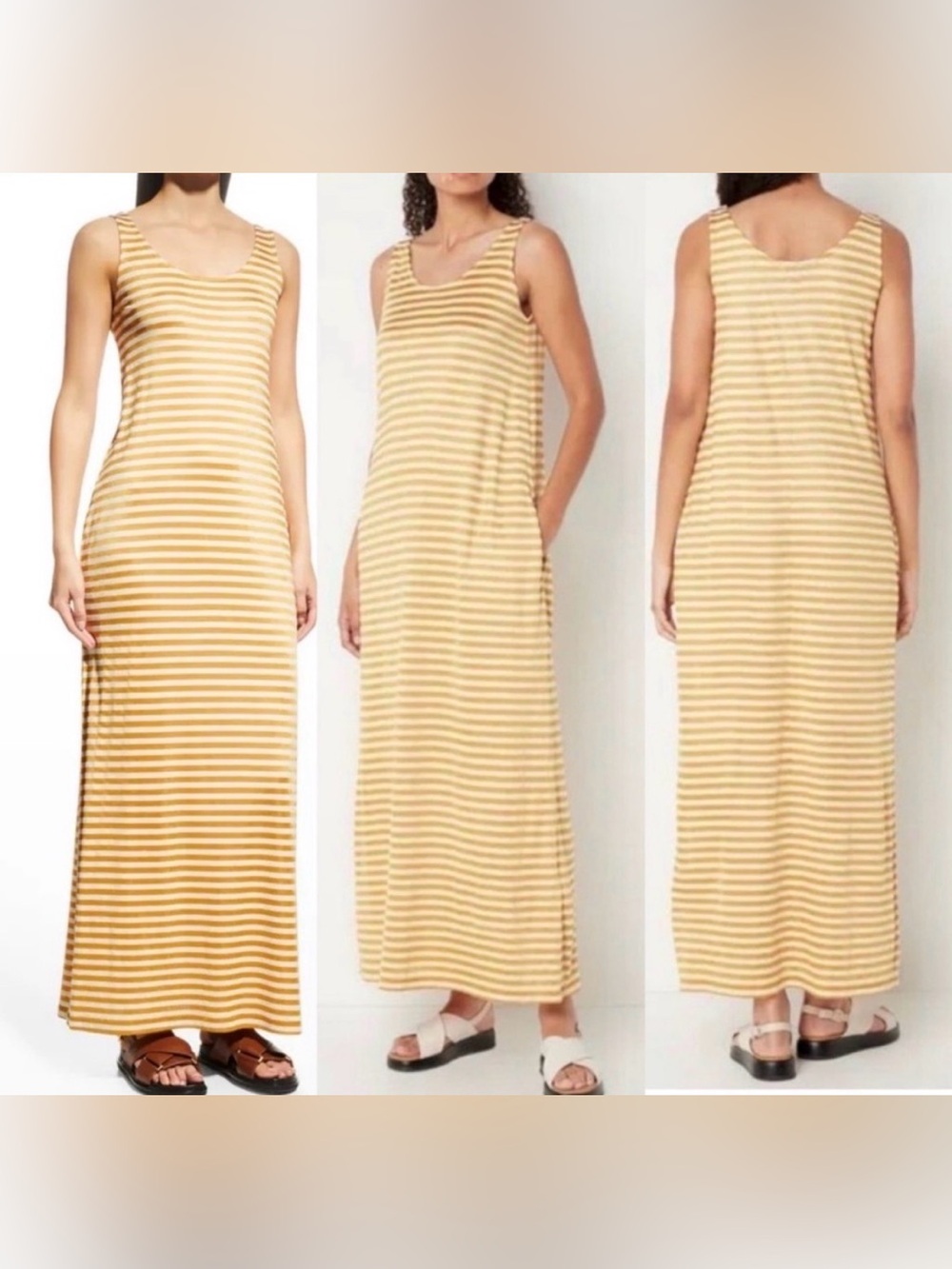MaxMara Leisure Cina Stripe Jersey Maxi Dress in Mustard
